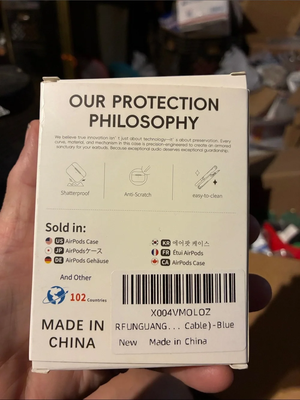 Protective Blue AirPods Cover with Carabiner